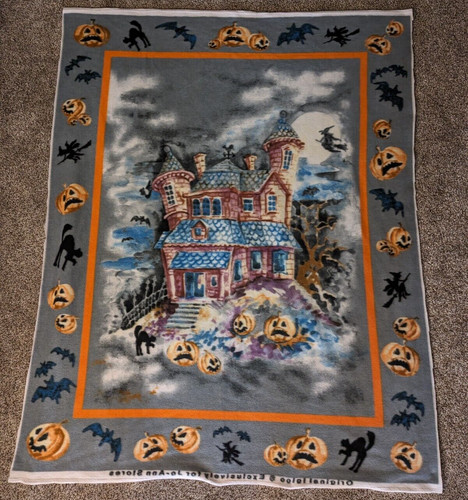 Haunted house fleece fabric - fleece,